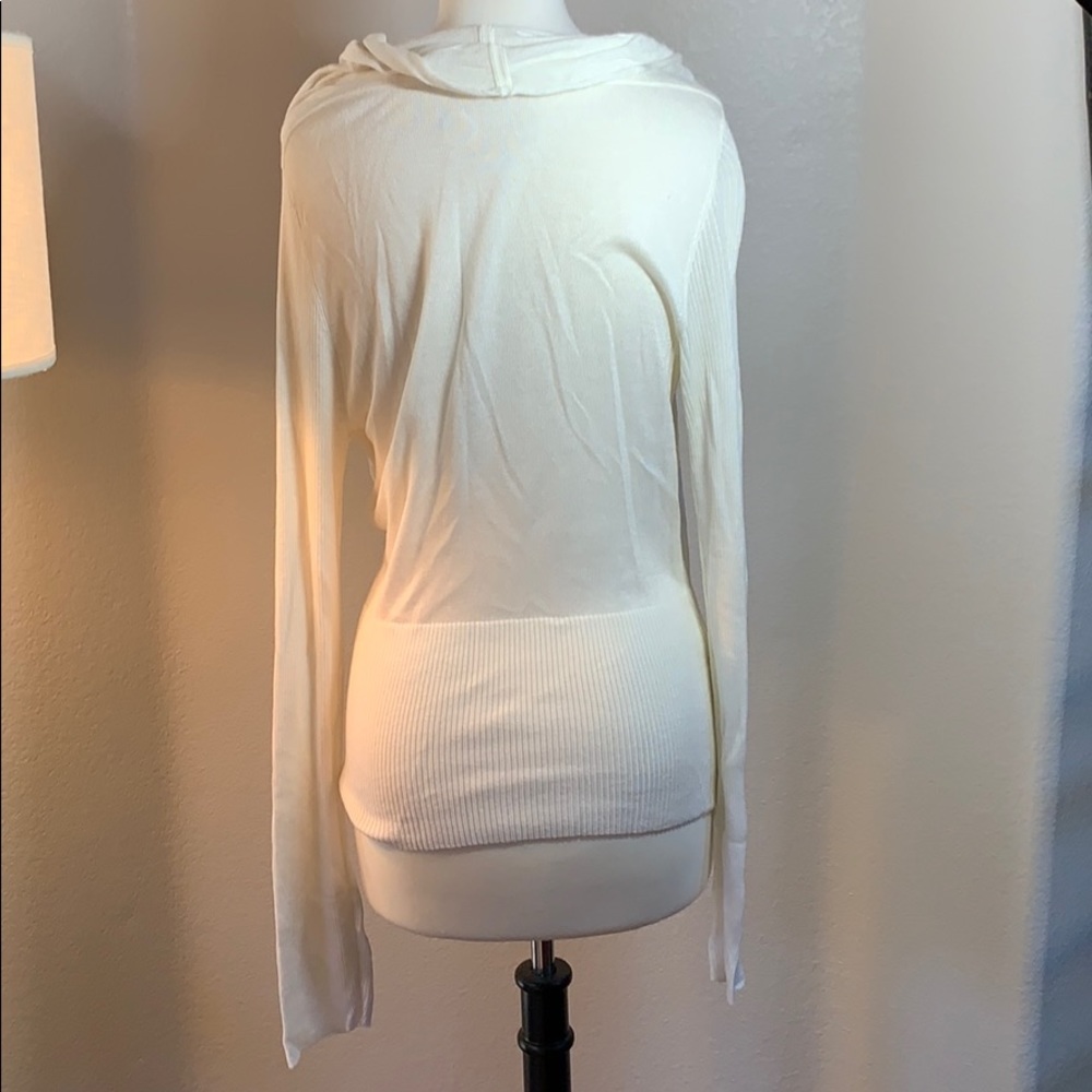 NWT cream super deep cowl neck thin sweater LG - Picture 4 of 6